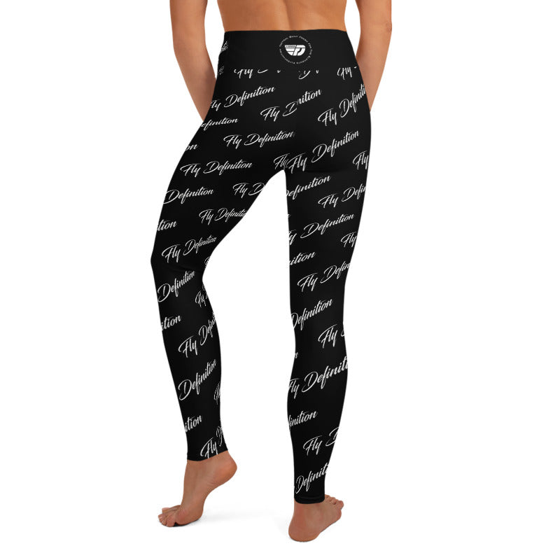 High Waisted Flydefintion Script All Over Print Leggings